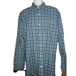 Duluth Trading Co Men's 2XL Button Shirt Long Sleeve Plaid Blue Breathable Plaid